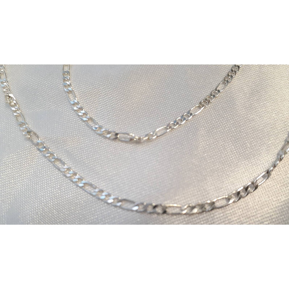Sterling Silver 925 Plated 26 Inch Figaro Chain Necklace New 1/16th+" Wide - Picture 2 of 3